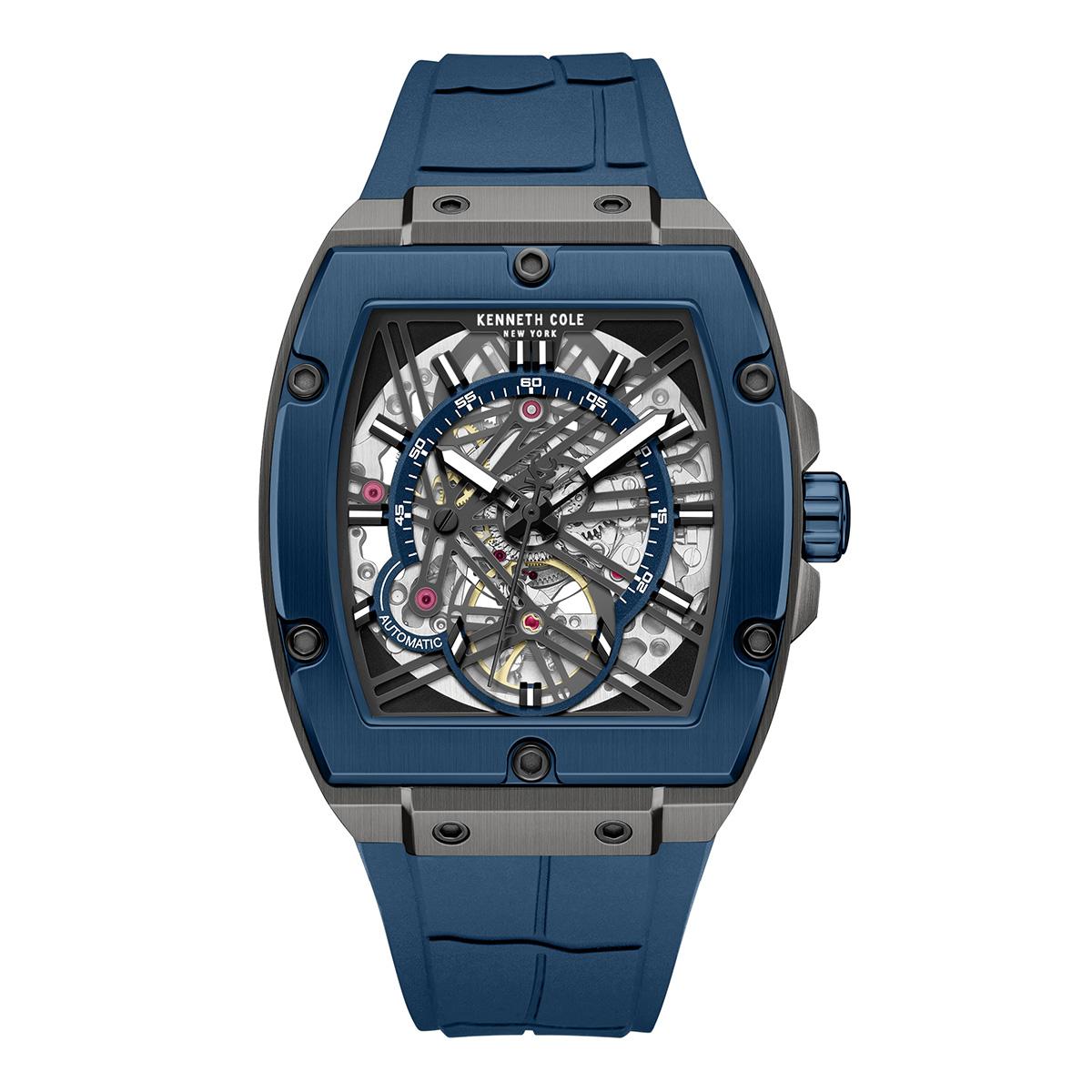 Mens Kenneth Cole(R) New York Automatic Blue Silicone Strap Watch