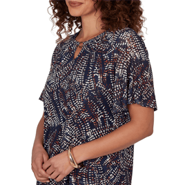 Womens Emaline Summer In The City Short Sleeve Tier Blouse