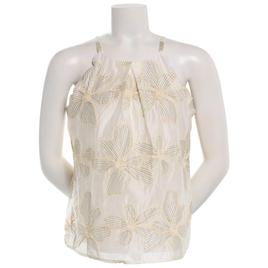 Juniors A. Byer Embroidered Floral Scallop Edge Top