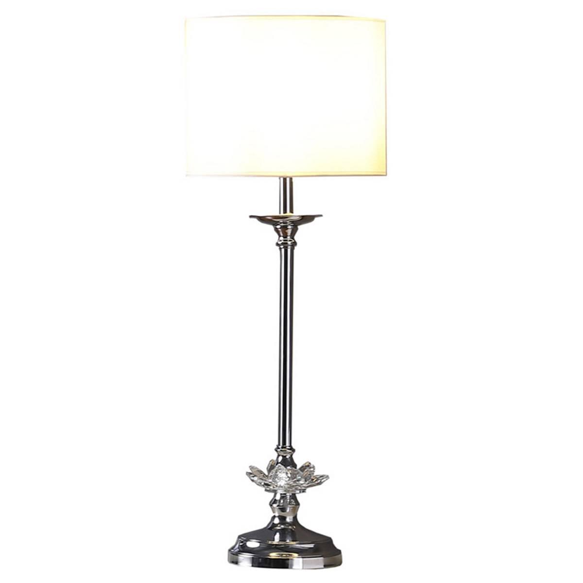 HomeRoots 26in. Silver Metal and Faux Crystal Table Lamp