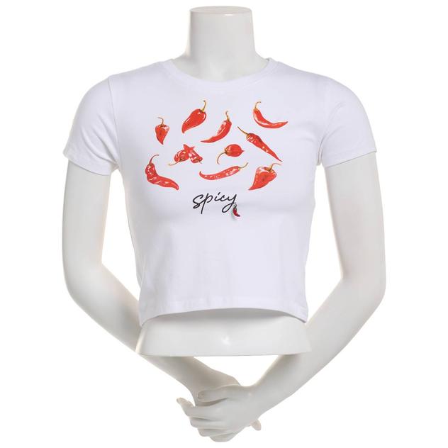Juniors Attitude Not Included Spicy Peppers Charm Crop Baby Tee