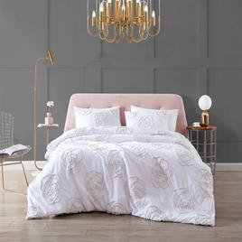 Betsey Johnson Rambling Rose Cotton White Duvet Set