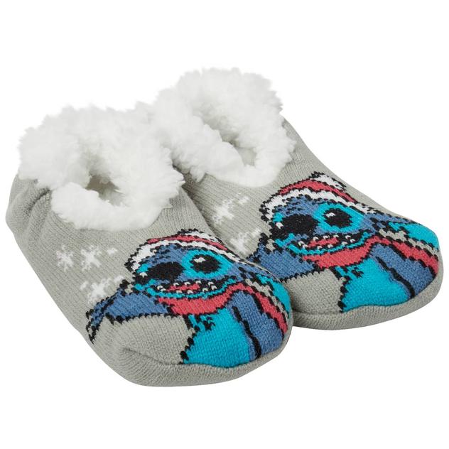 Womens Fuzzy Babba Teddy Fur Christmas Lilo & Stitch Slipper Sock