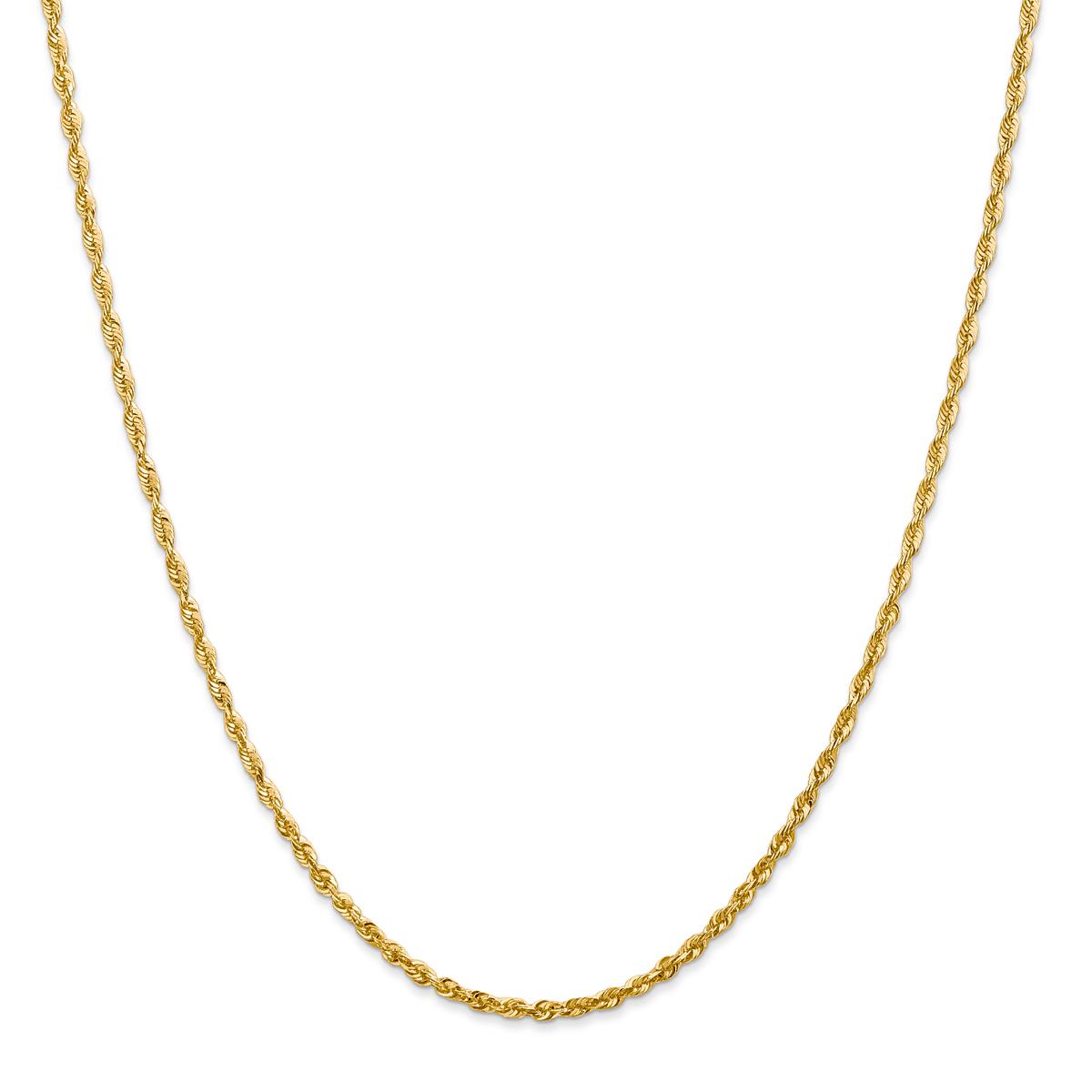 Unisex Gold Classics(tm) 2.25mm. 14k Diamond Cut Light Rope Necklace
