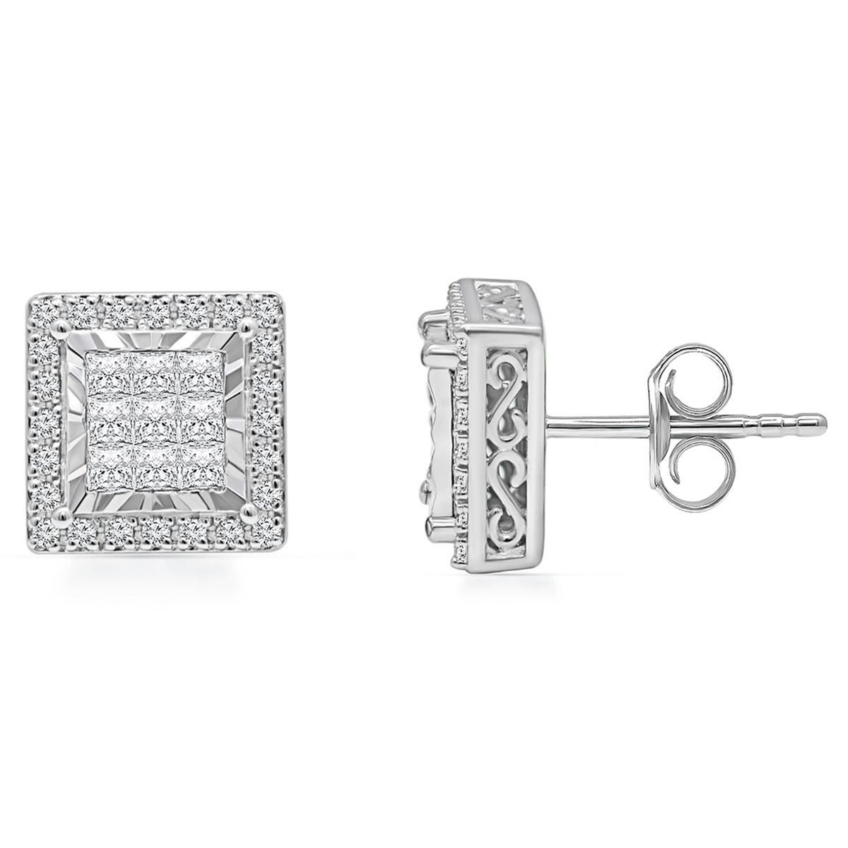 Diamond Classics(tm) White Gold Princess Cut Diamond Earrings