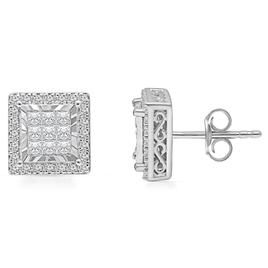 Diamond Classics(tm) White Gold Princess Cut Diamond Earrings