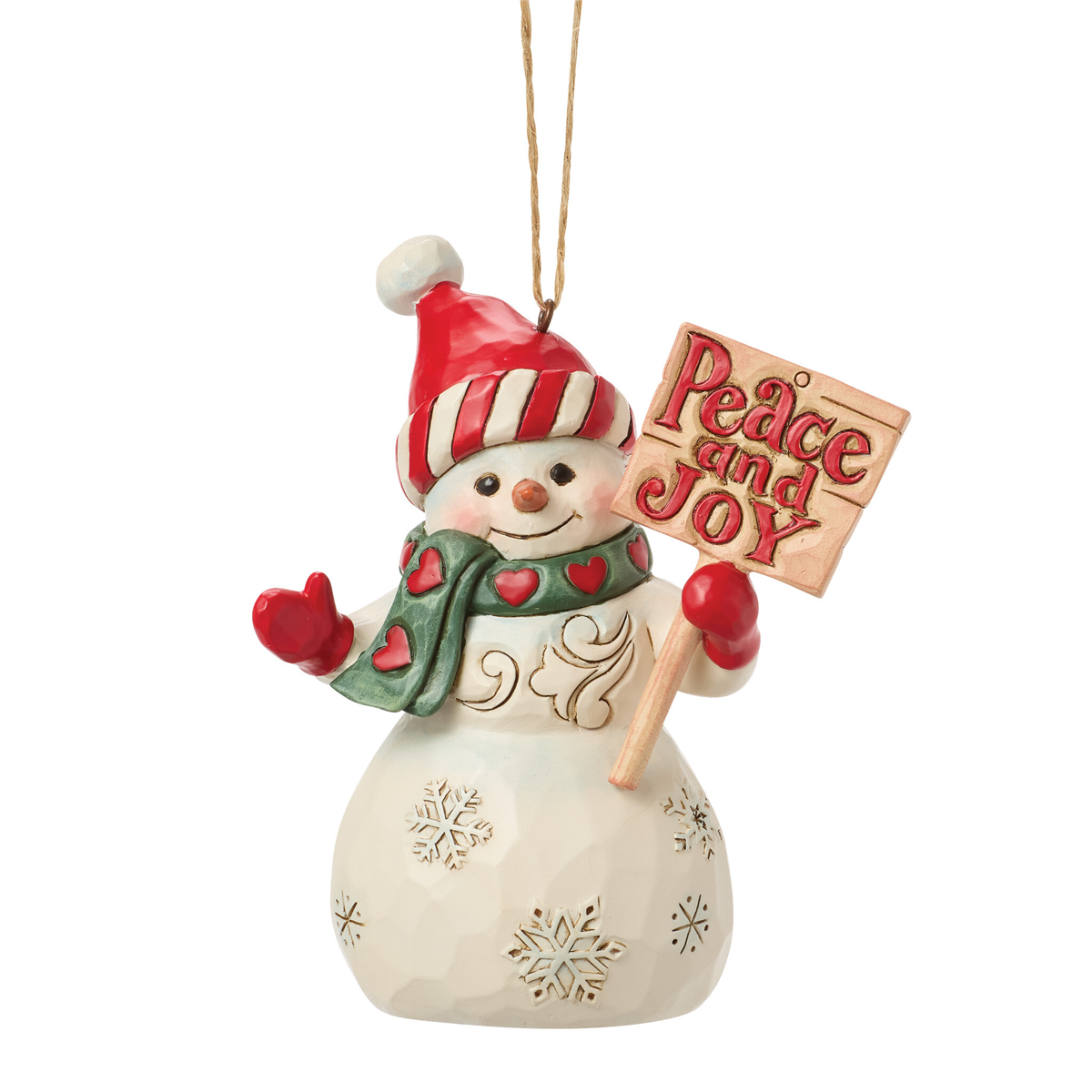 Jim Shore Heartwood Creek Snowman Peace & Joy Christmas Ornament