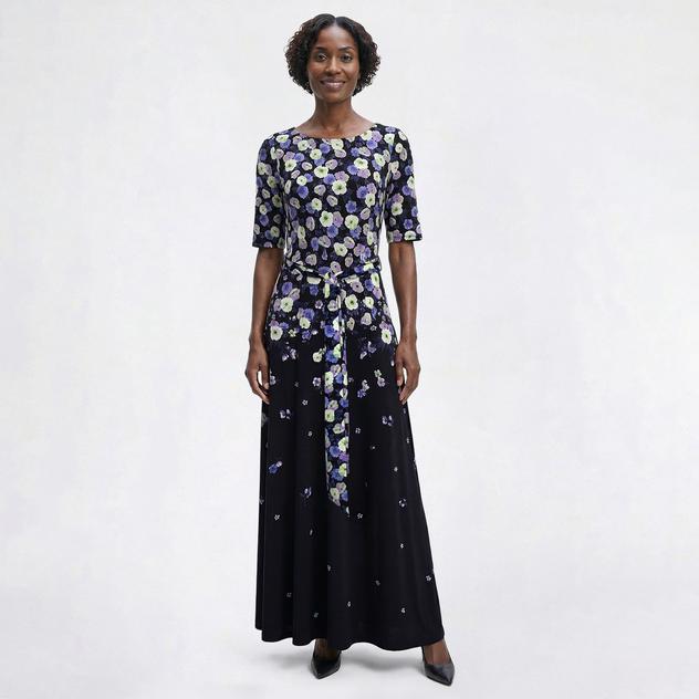 Womens Kasper Short Sleeve Floral Maxi Dress