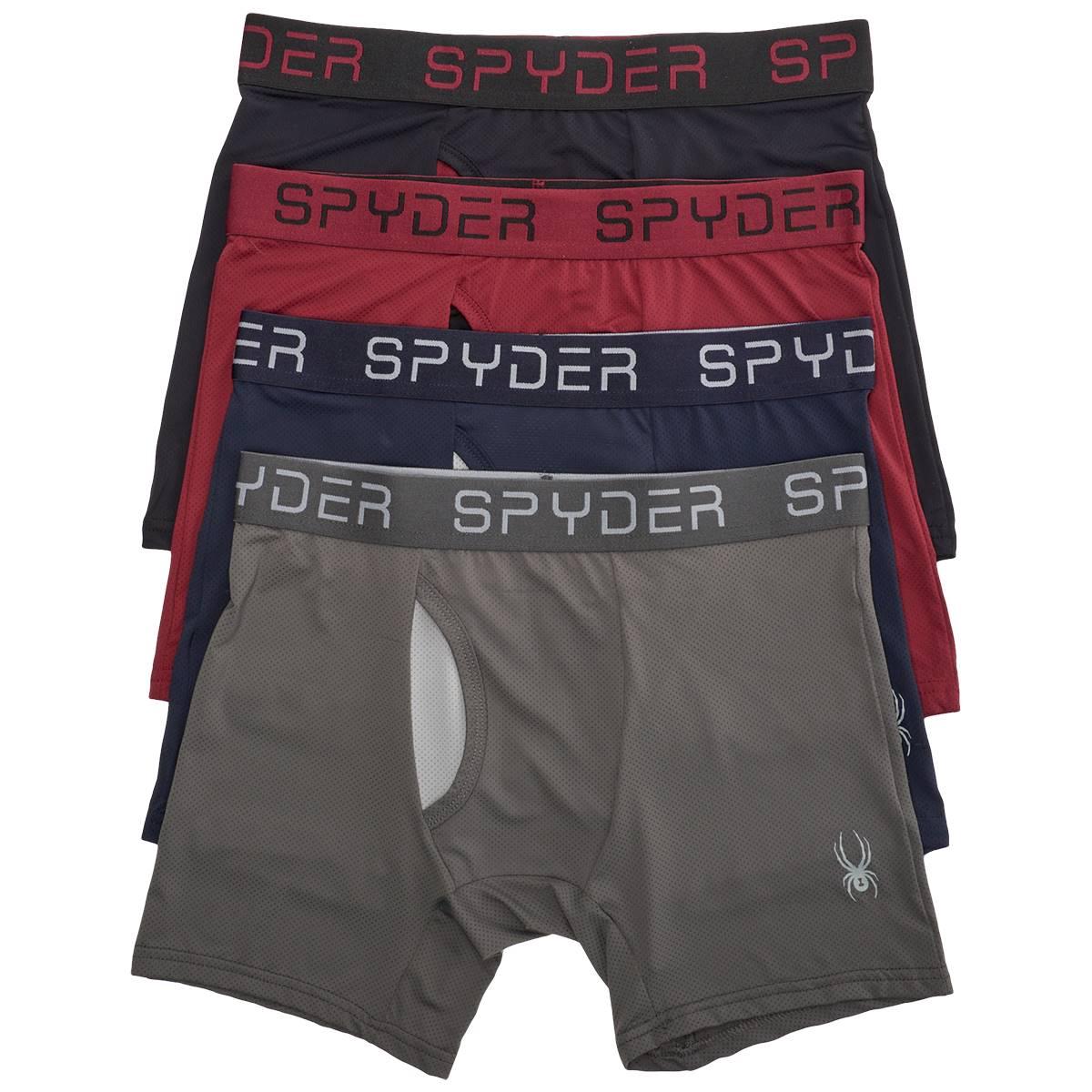 Mens Spyder 4pk. Knit Boxer Briefs - Grey / Black / Maroon