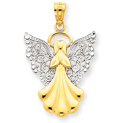 Gold Classics(tm) 14kt. Rhodium Filigree Angel Pendant