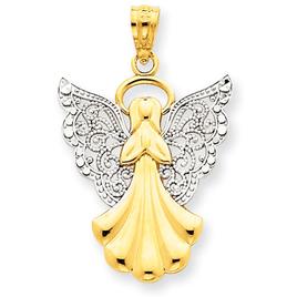 Gold Classics(tm) 14kt. Rhodium Filigree Angel Pendant