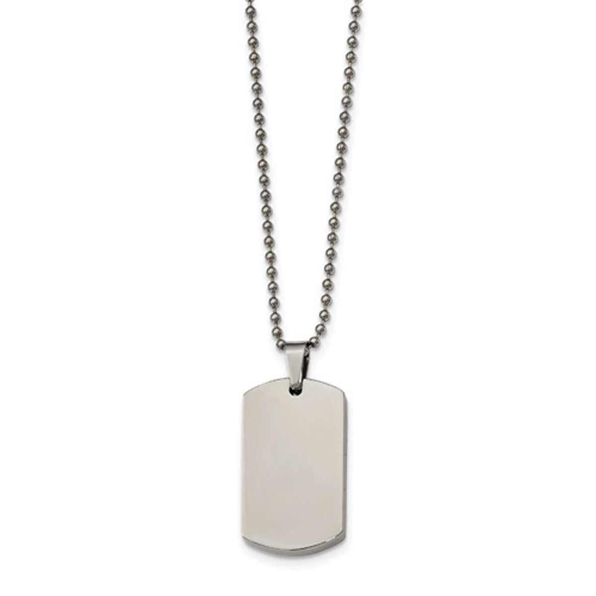 Mens Gentlemen's Classics(tm) Rounded 4mm Edge Dog Tag Necklace