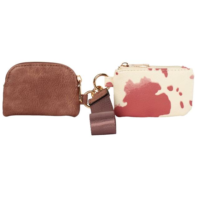 Womens DS Fashion 2 Piece Cardcase With Wristlet - Pink Cow/Mauve