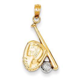 Gold Classics(tm) 14kt. Baseball/ Bat/Glove Pendant