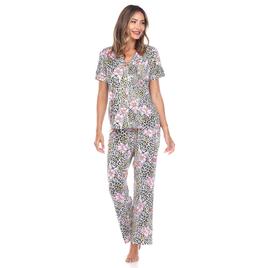 Womens White Mark 2pc. Leopard Floral Pajama Set