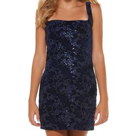 Juniors Jump Floral Velvet Sequin Sheath Dress
