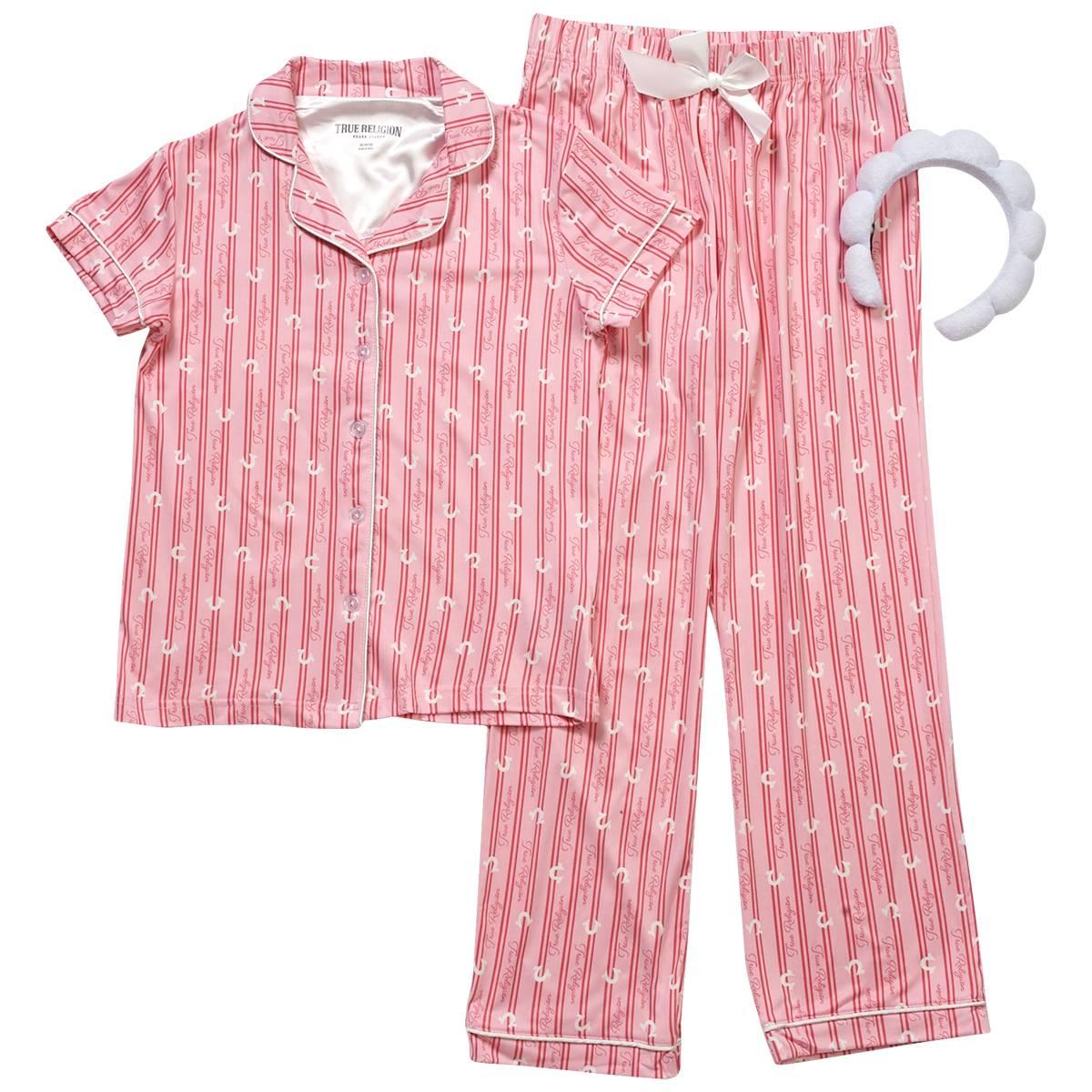Girls (7-16) True Religion 2pc. Short Sleeve Stripe Pajama Set
