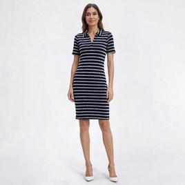Womens Absolutely Famous Short Sleeve Stripe Sweater Dress