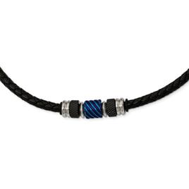 Mens Gentlemen's Classics(tm) Black & Blue Plated Necklace