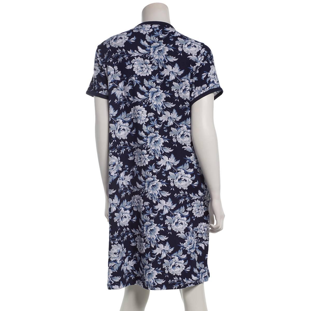 Womens René Rofé® Short Sleeve Ribbed Floral Nightshirt