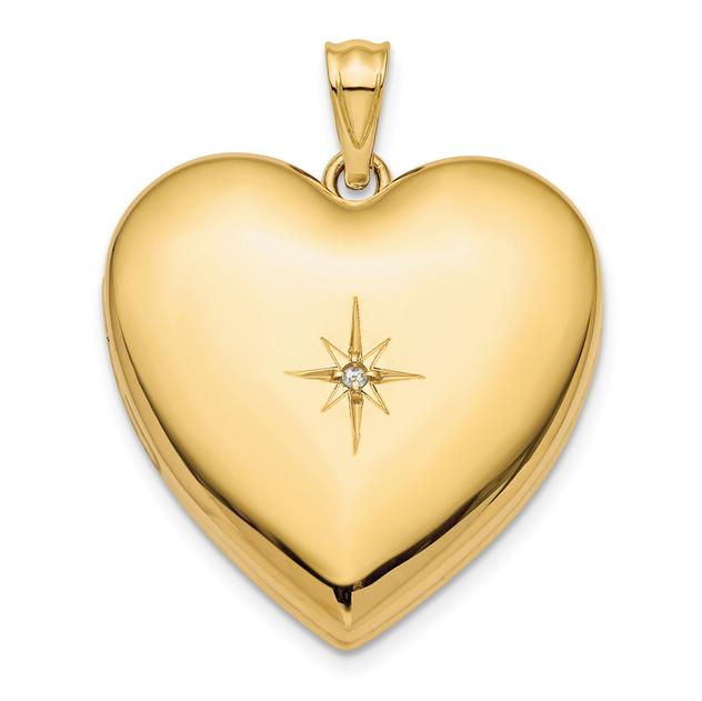 Gold Classics™ 14kt. Gold 24mm Diamond Star Ash Heart Locket