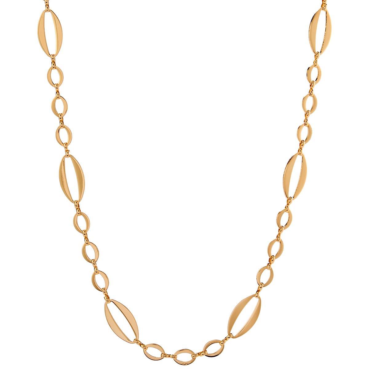 Design Collection 18 Gold-Tone Oval Flat Mixed Link Necklace