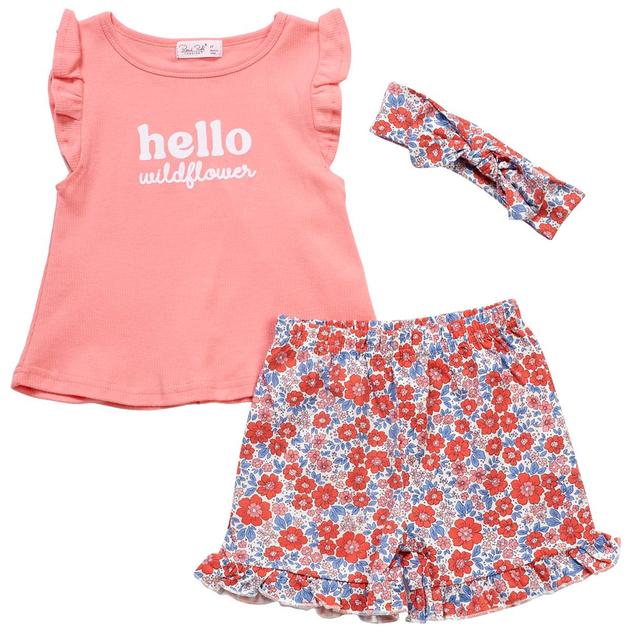 Toddler Girl René Rofé® 3pc. Hello Wildflower Top & Shorts Set