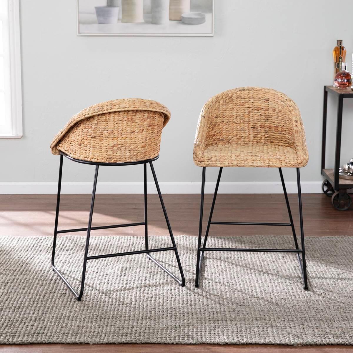 Southern Enterprises 2pc. Landrine Water Hyacinth Counter Stools