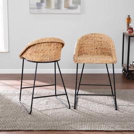 Southern Enterprises 2pc. Landrine Water Hyacinth Counter Stools