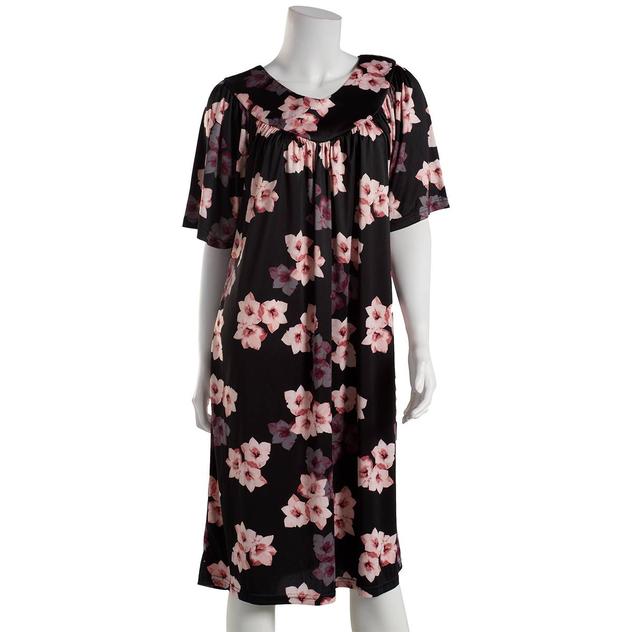 Womens Casual Time Angel Flowers Short Sleeve Poly Nightgown