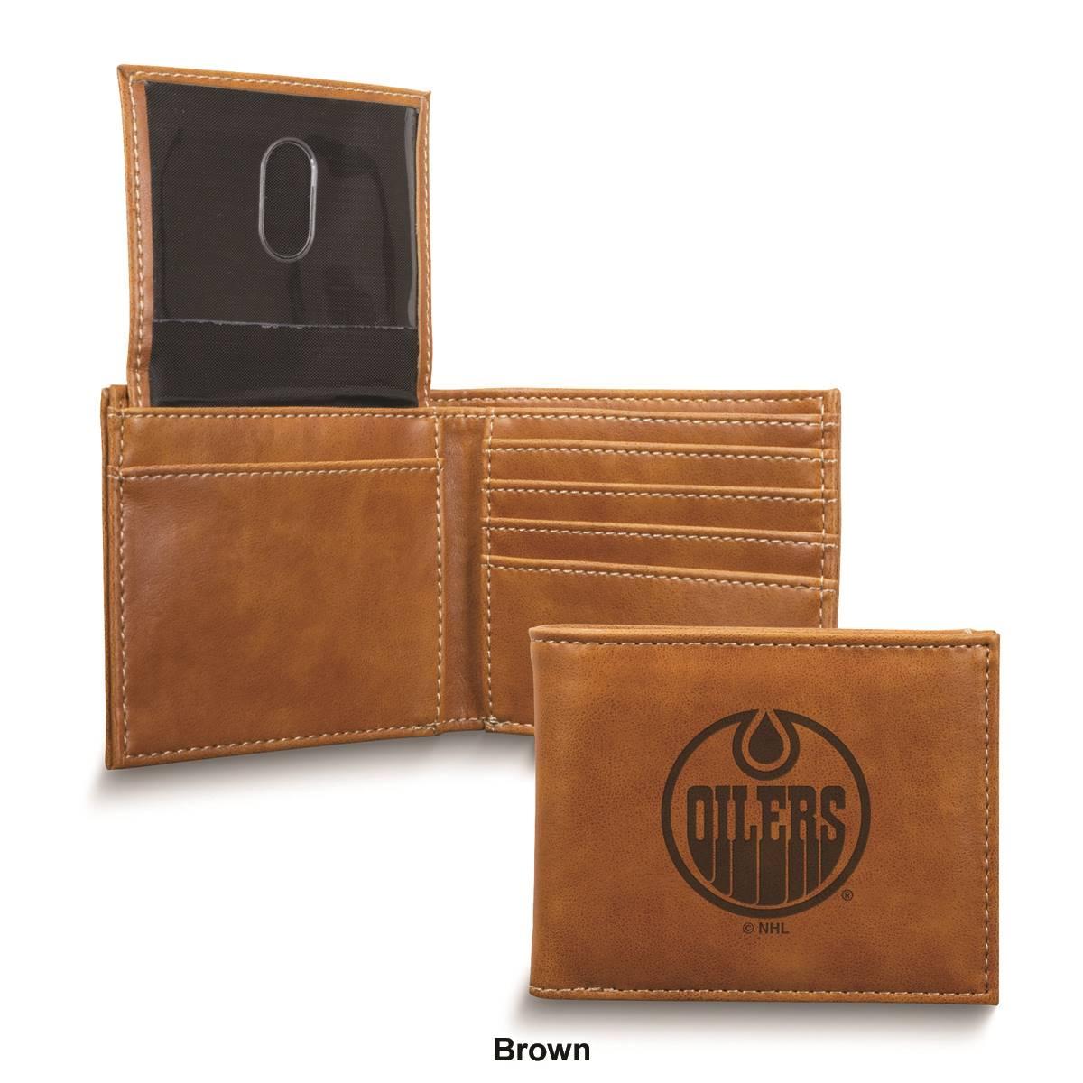 Mens NHL Edmonton Oilers Faux Leather Bifold Wallet