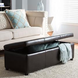 Baxton Studio Full Leather Storage Bench Ottoman
