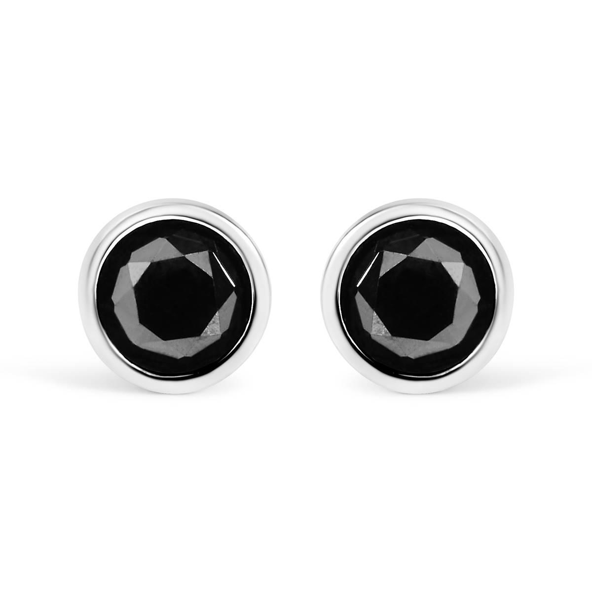 Haus of Brilliance Silver 4ctw. Black Diamond Stud Earrings
