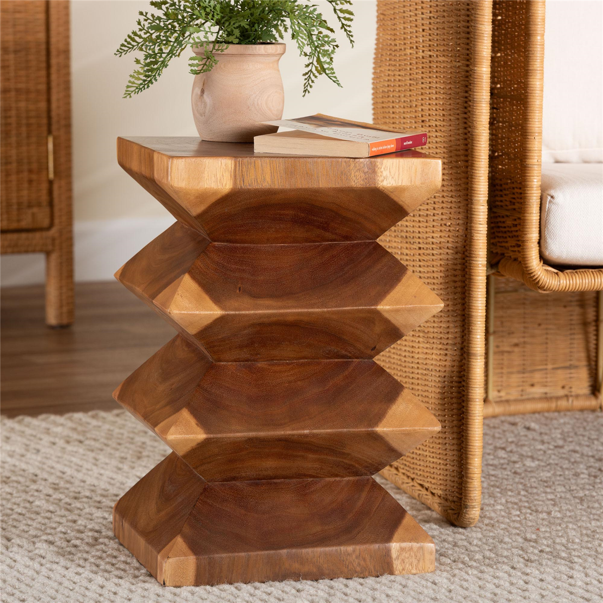 bali & pari Malati Solid Suar Wood End Table