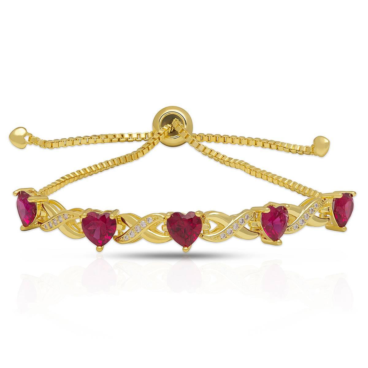 Gemstone by Gianni Argento Lab Grown Ruby X & Heart Bracelet
