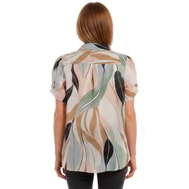 Womens Adrianna Papell Short Pinch Sleeve Leaf Blouse