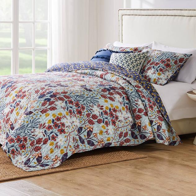 Greenland Home Fashions™ Perry Mid-Century Floral 3pc. Quilt Set