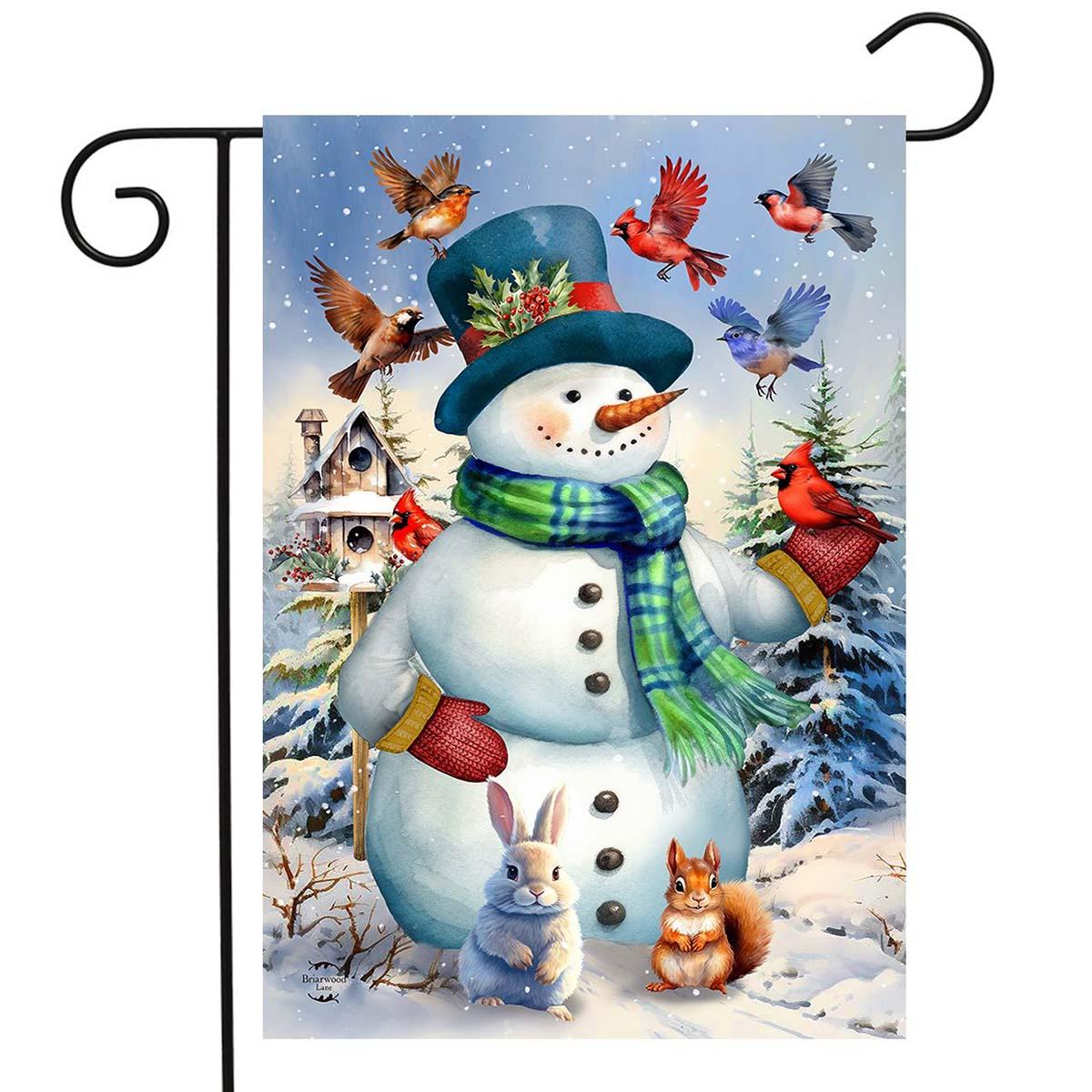 Briarwood Lane Snowman & Birds Garden Flag