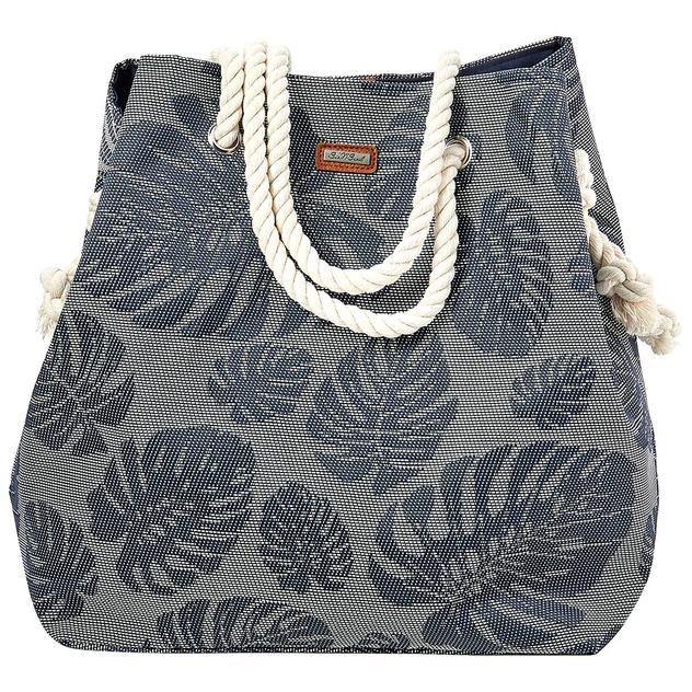 Caribbean Joe Navy Straw Gap Tote