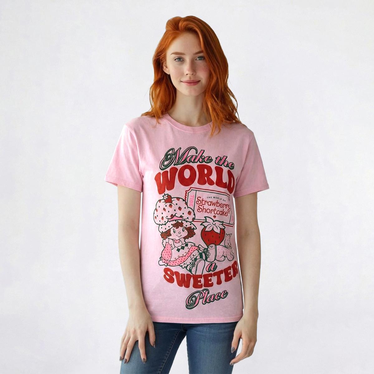 Juniors Freeze Strawberry Short Cake World Sweeter Boyfriend Tee