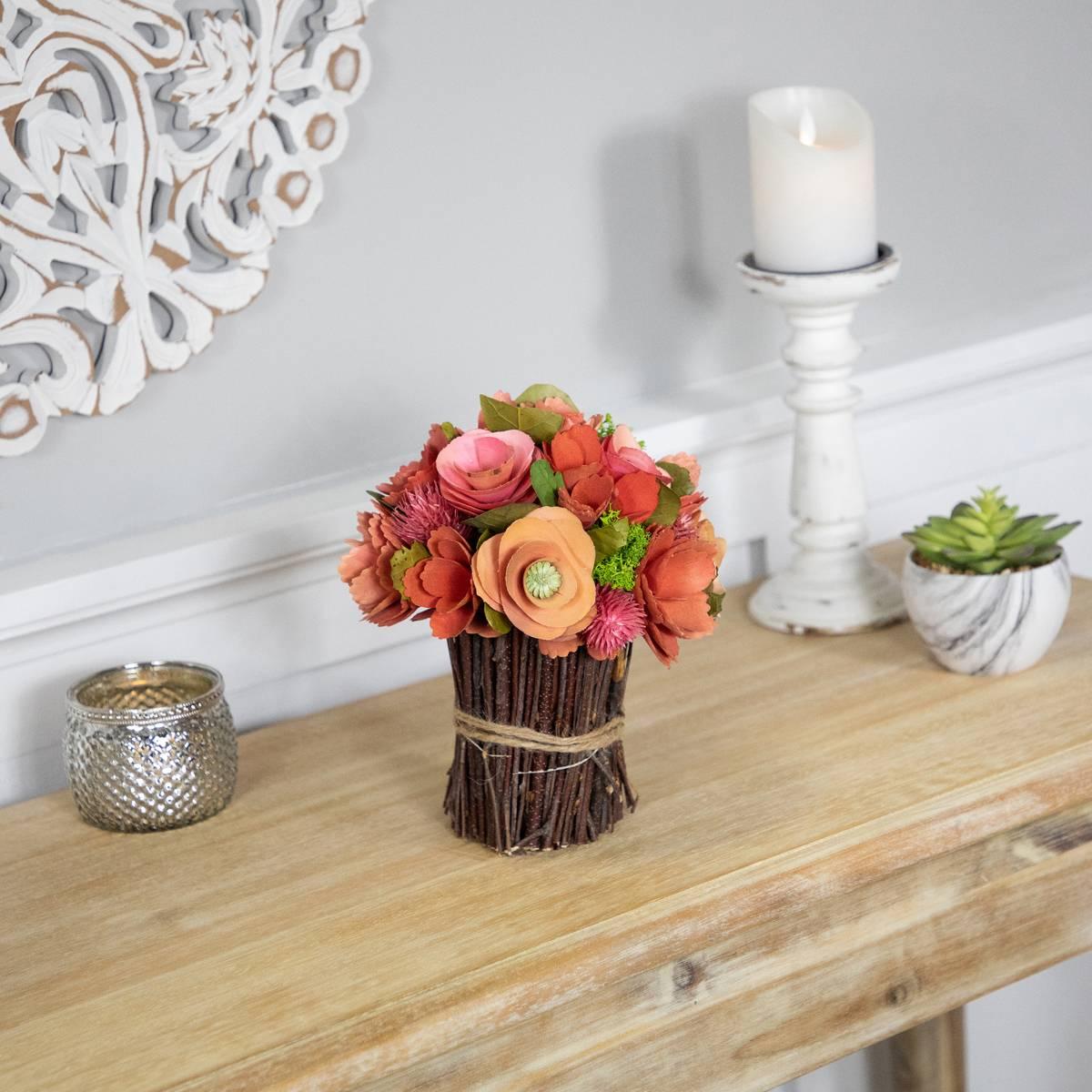 Northlight Seasonal Artificial Mixed Flora Wooden Spring Bouquet