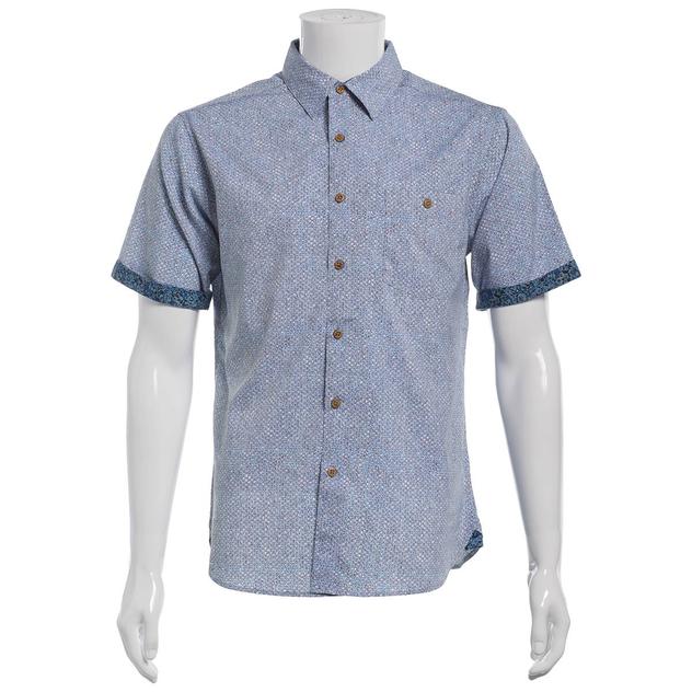 Mens Campia Short Sleeve Poly Spandex Button Down Shirt - Copen