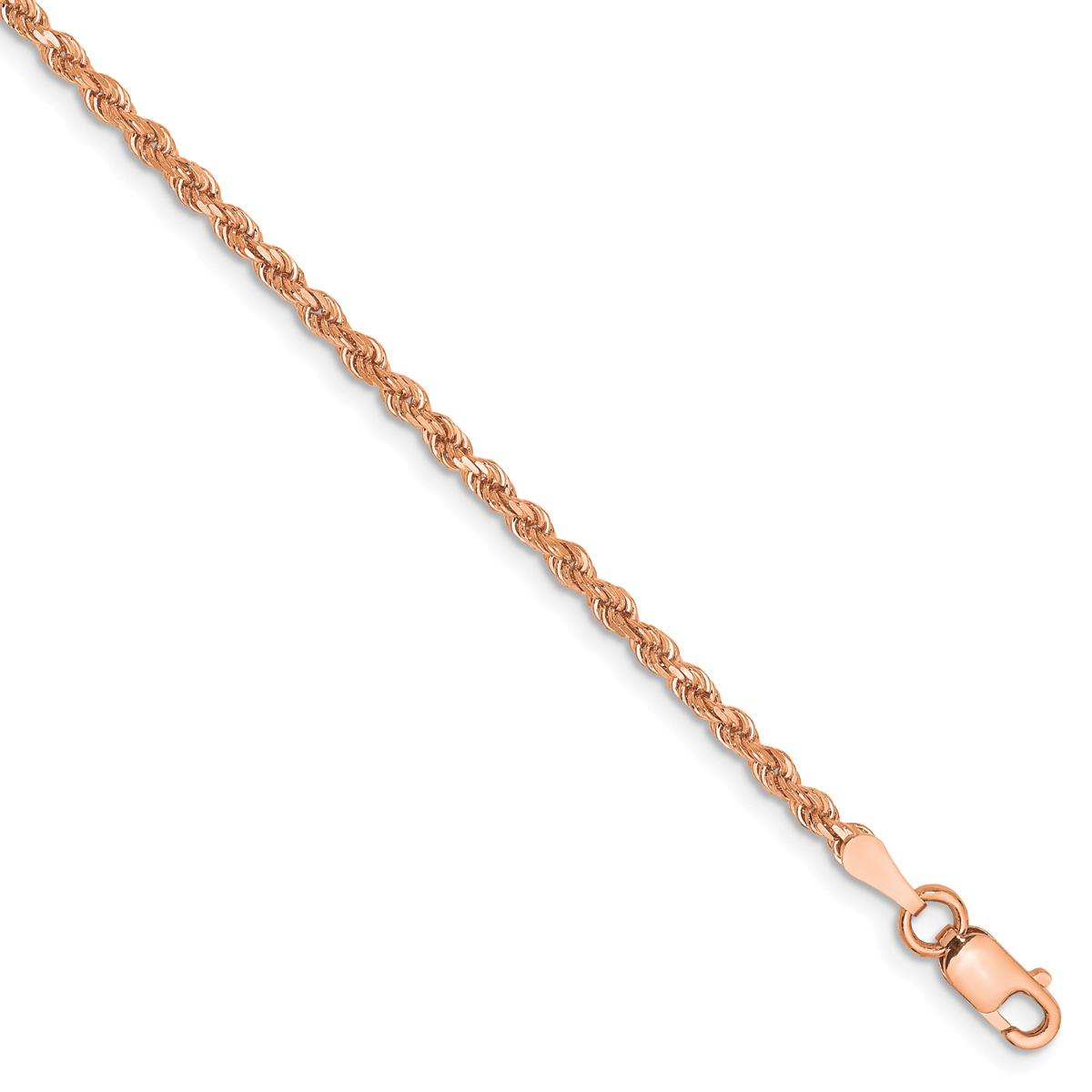 Mens Gold Classics(tm) 2mm. 14k Rose Gold Diamond Cut Rope Bracelet