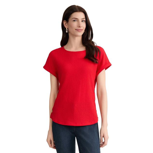 Petite Jones New York Short Roll Cuff Sleeve Side Button Blouse