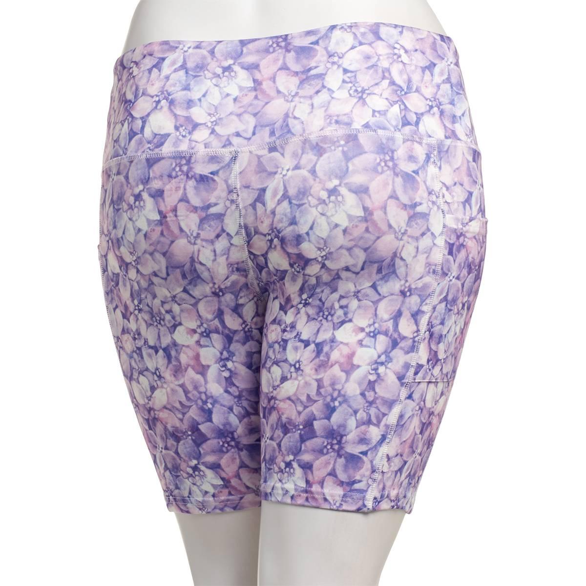 Womens Starting Point® Floral Bike Shorts - Purple