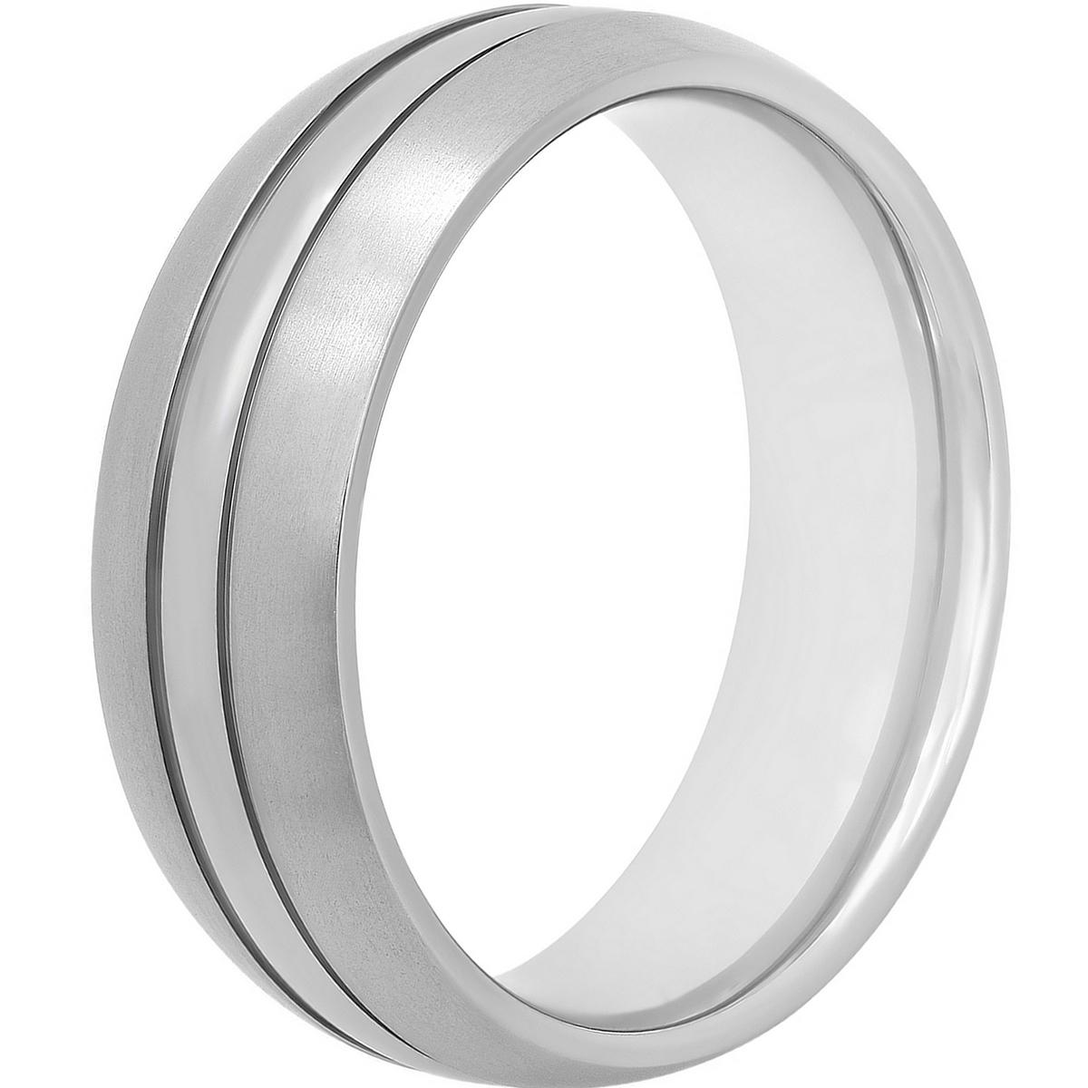 Mens Endless Affection™ Titanium Polished Striped Wedding Band