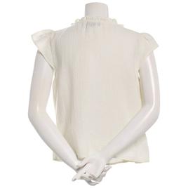 Juniors A. Byer Flutter Sleeve Babydoll Tie Neck Blouse