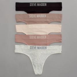 Womens Steve Madden 5pk. Ribbed Knit Thong SM19783A5