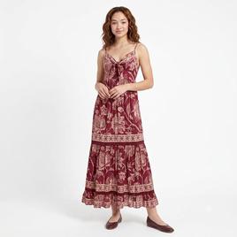 Juniors Angie Floral Gauze Twist Front Tier Maxi Slip Dress
