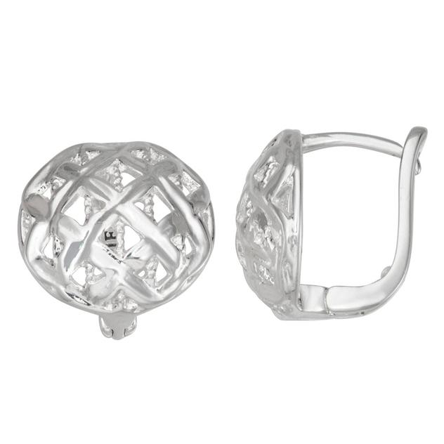 Napier Silver-Tone Open Weave Huggie Earrings